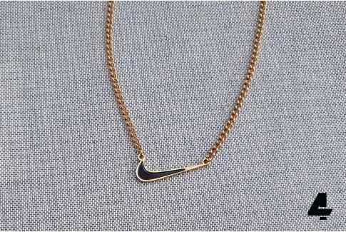 Unisex Swoosh pendant necklace (Nike-inspired), gold black